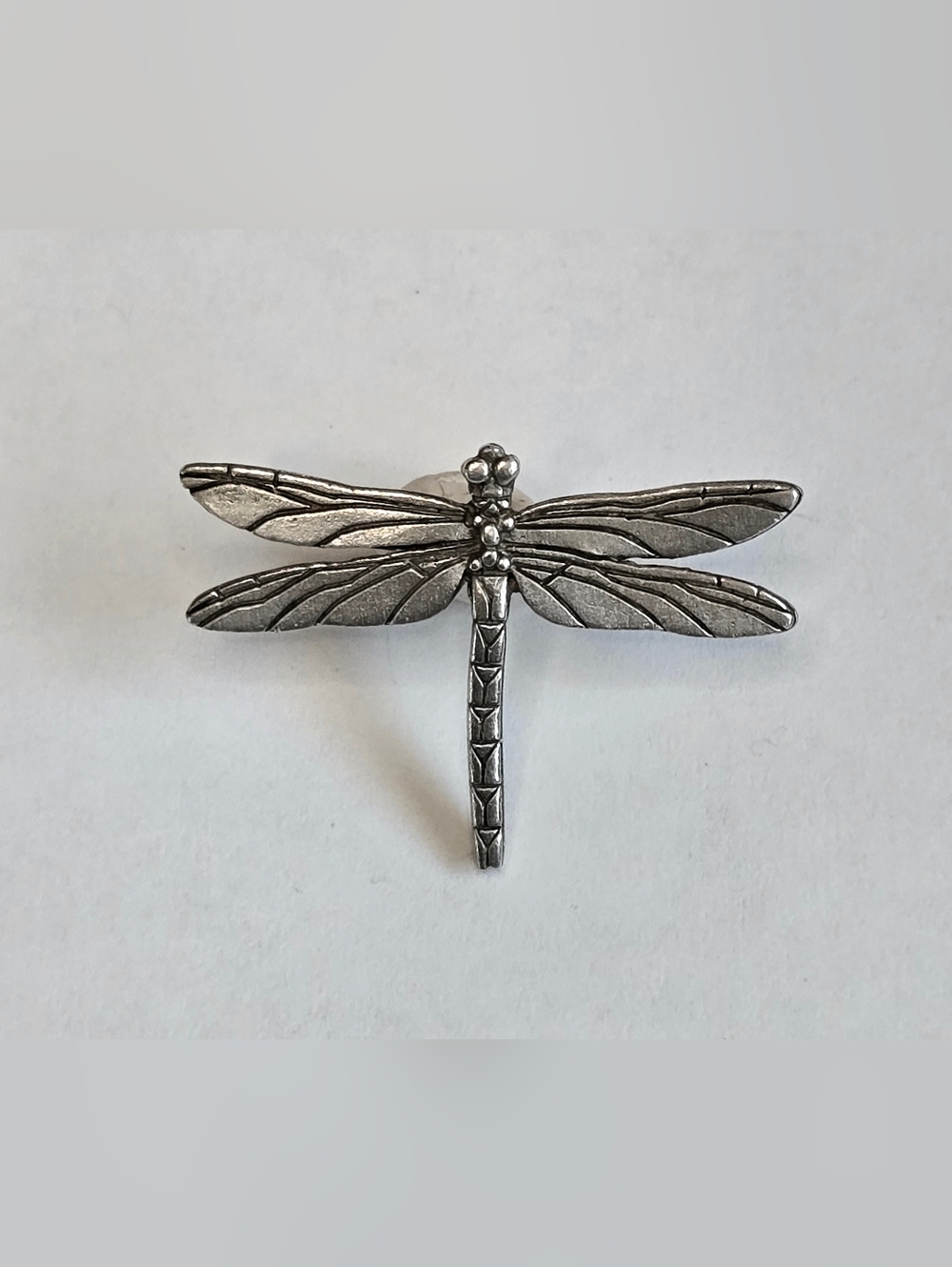 Vintage JJ Jonette Dragonfly Brooch Silver Tone Textured Insect Pin